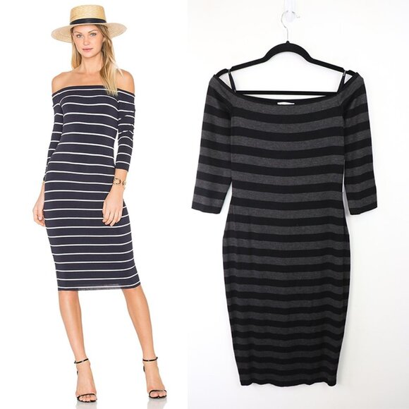 NWT Bailey 44 for Stitch Fix Galley Down Dress Stretch Knit Stripe Charcoal‎ M - Picture 1 of 6